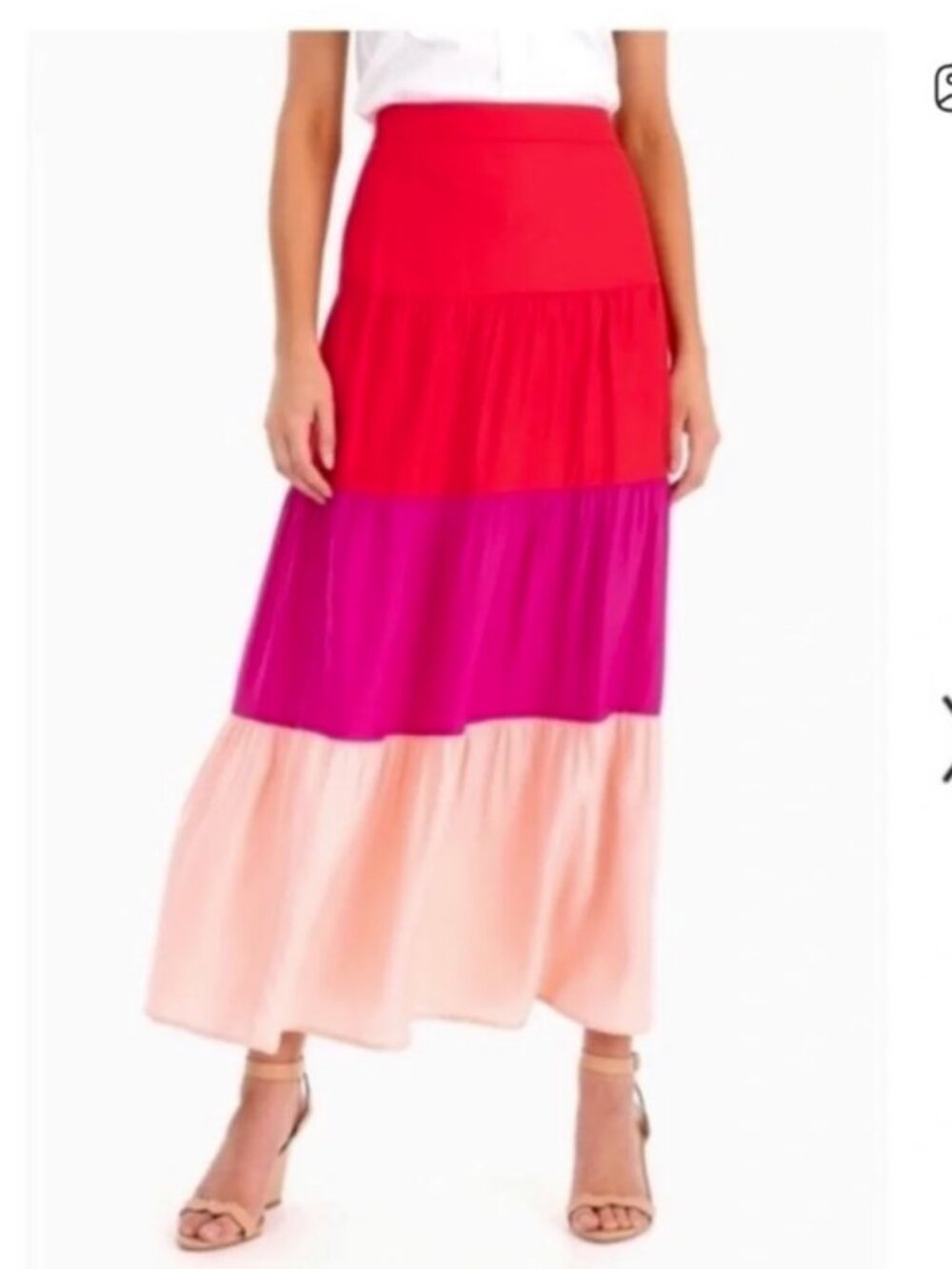 Marie Oliver Greta Silk Colorblock Maxi Skirt, Size 6